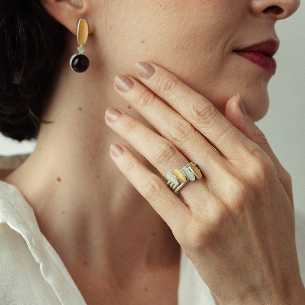 Anel Ella oval mini + Anel Ella oval mini com ouro