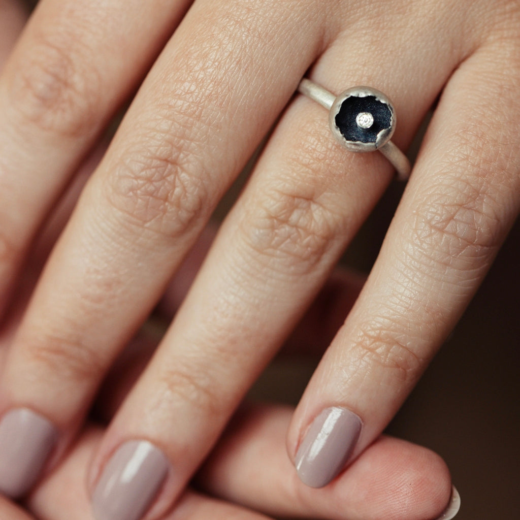 Anel Luna com diamante + Anel Leve + Anel Esmeralda