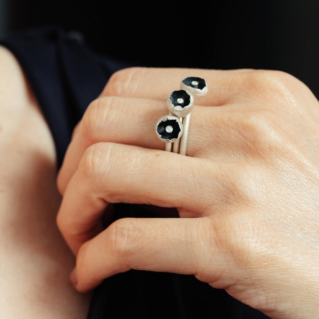 Composição Anel Luna com diamante